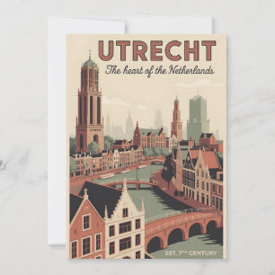 Utrecht Nederland Retro Silhouette Stadsgezicht Re Feestdagenkaart