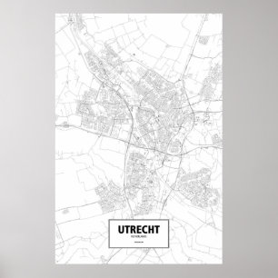 Utrecht, Nederland (zwart op wit) Poster