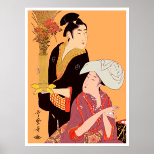 Utumaro Rijstballen & Bloemen Poster