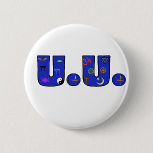 UU Blue Religous Symbols Bag Ronde Button 5,7 Cm