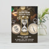 Uur Glass Design, Escape Room, Birthday Party Kaart (Staand voorkant)