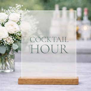 Uur van de cocktail-acryl bord met houten voet