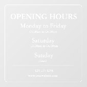 Uur van opening bord | Raamsticker (Vel)