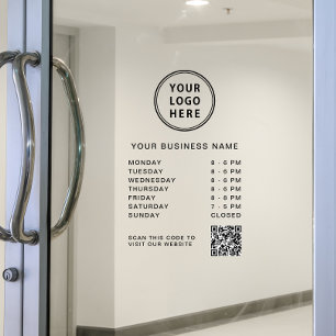 Uur van opening Logo QR Code Raamsticker