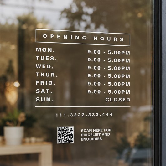 Uur van opening winkel sticker