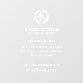 Uurregeling kapper met logo raamsticker (Vel)