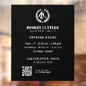 Uurrooster herenkapper eigen logo QR CODE Raamsticker (Vel 2)