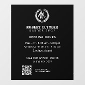 Uurrooster herenkapper eigen logo QR CODE Raamsticker (Vel)