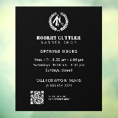 Uurrooster herenkapper eigen logo QR CODE Raamsticker (Vel 3)