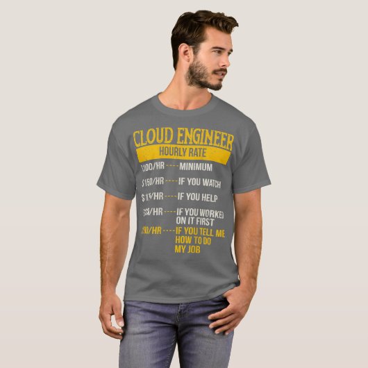 Uurtarief voor Cloud Engineers DevOps Gift T-shirt (Voorkant volledig)