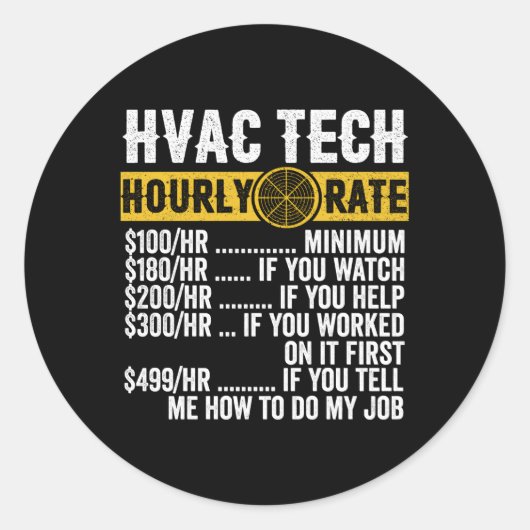 Uurtarief voor HVAC-technicus Ronde Sticker (Voorkant)