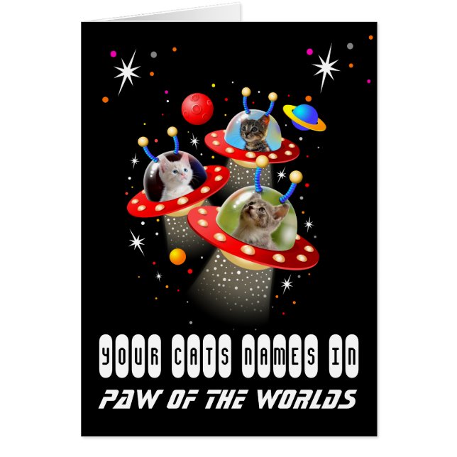 Uw 3 katten in een Alien Spaceship UFO Sci Fi Scen (Voorkant)