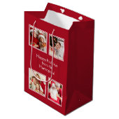 UW 4 FOTO'S & AANGEPASTE TEKST medium geschenktas Cadeauzakje (Voorkant Gekanteld)