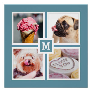 UW 4 FOTO'S EN MONOGRAM aangepast poster Perfect Poster