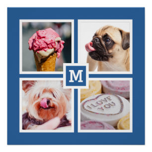UW 4 FOTO'S EN MONOGRAM aangepast poster Perfect Poster