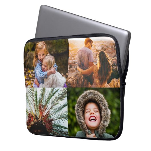 Uw 4-foto's rand afdrukken laptoptas laptop sleeve (Voorkant Links)