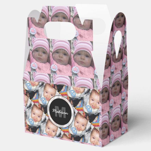 Uw aangepaste drie fotopatroon Monogram aanpassen Bedankdoosjes (Geopend)