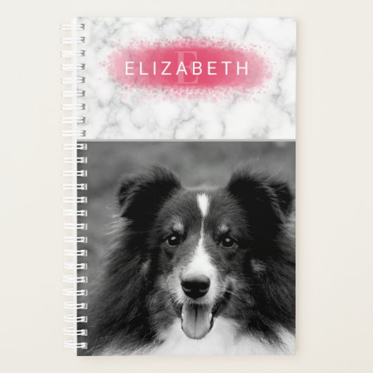 Uw aangepaste foto- en faux-marmertextuur met roze planner (Voorkant)