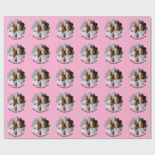 Uw aangepaste foto in bloem met tekst cadeaupapier