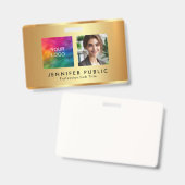 Uw aangepaste Fotobedrijf Logo Naam Gold Sjabloon Badge (Front & Back)