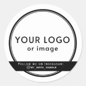 Uw aangepaste logo en social media-informatie ronde sticker (Voorkant)