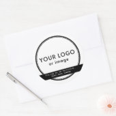 Uw aangepaste logo en social media-informatie ronde sticker (Envelop)