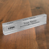 Uw aangepaste Logo Silver Steel Desktop Name Bord Naambordje (Zijkant)