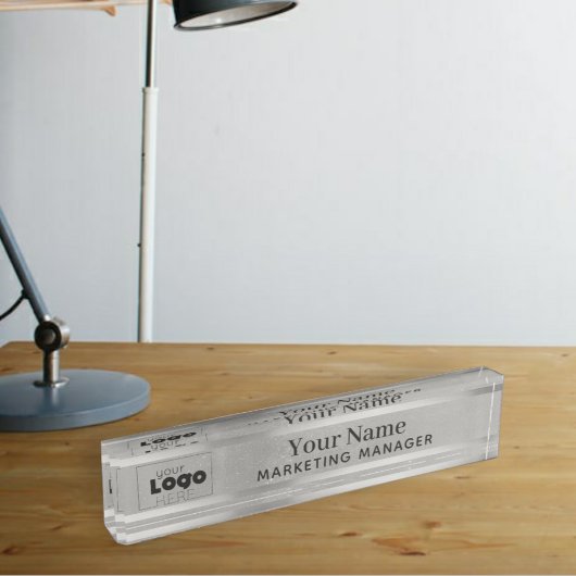 Uw aangepaste Logo Silver Steel Desktop Name Bord Naambordje