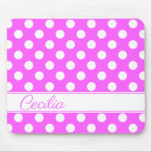 Uw aangepaste naam, roze en grote witte Stippen Muismat (Voorkant)