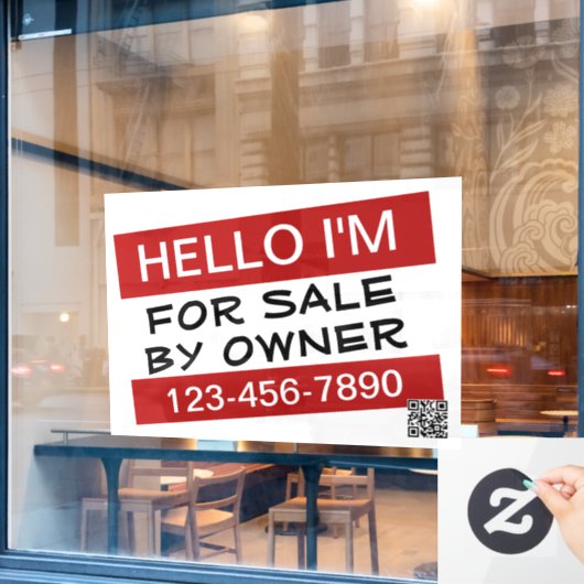Uw aangepaste te koop-advertentie-QR-code Raamsticker (Cafe Raam)