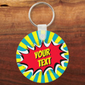 Uw aangepaste tekst comic stijl Sleutelhanger (Voorkant)