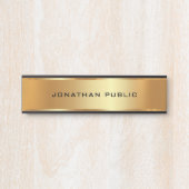 Uw aangepaste tekst Elegant Modern Zwart & Goud Deurbordje (Voorkant)