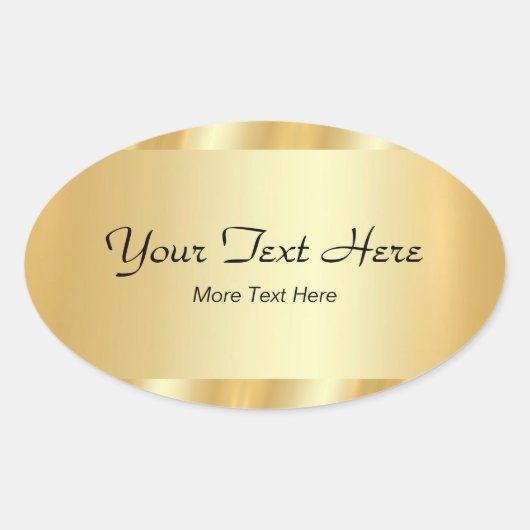 Uw aangepaste tekst Elegant script sjabloon Goud Ovale Sticker (Voorkant)