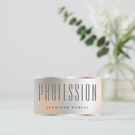 Uw aangepaste tekst Elegant Silver Look Sjabloon Visitekaartje (Staand voorkant)