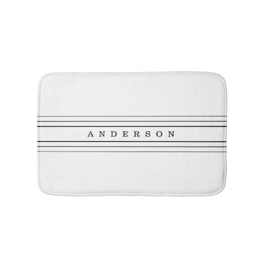 Uw aangepaste tekst en moderne strepen | Zwart-wit Badmat (Voorkant)