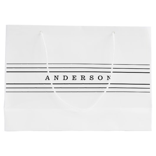 Uw aangepaste tekst en moderne strepen | Zwart-wit Groot Cadeauzakje (Achterkant)