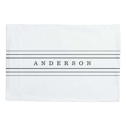 Uw aangepaste tekst en moderne strepen | Zwart-wit Kussensloop (Achterkant-Links)