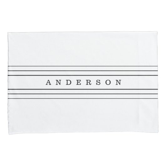 Uw aangepaste tekst en moderne strepen | Zwart-wit Kussensloop (Voorkant-Rechts)