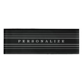Uw aangepaste tekst en moderne strepen | Zwart-wit Naambadge (Voorkant)
