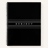 Uw aangepaste tekst en moderne strepen | Zwart-wit Notitieboek (Voorkant)