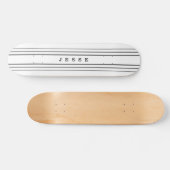 Uw aangepaste tekst en moderne strepen | Zwart-wit Skateboard (Horizontaal)