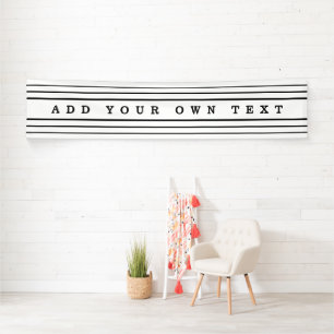 Uw aangepaste tekst en moderne strepen   Zwart-wit Spandoek