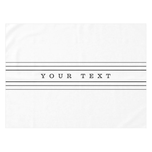 Uw aangepaste tekst en moderne strepen | Zwart-wit Tafelkleed (Voorkant (Horizontaal))