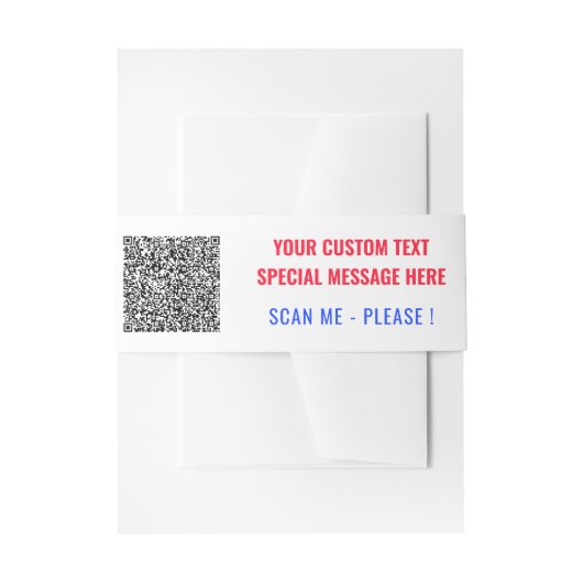 Uw aangepaste tekst en QR Code Belly Band Sjabloon Uitnodigingen Wikkel (Voorkant Voorbeeld)