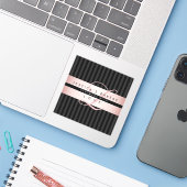 Uw aangepaste tekst | Faux Roos Gold met zwart en  Sticker (Laptop met iPhone)