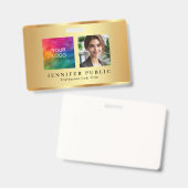 Uw aangepaste tekst Foto Bedrijf Logo Naam Gold Badge (Front & Back)