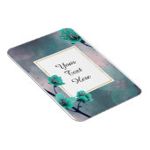 Uw aangepaste tekst - groene bloemen gepersonalise magneet (Rechterzijde)