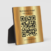 Uw aangepaste tekst Logo QR-code Faux Gold Glamour Fotoplaat (Voorkant)