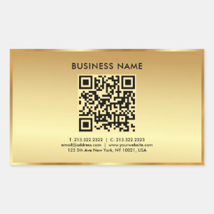 Uw aangepaste tekst Logo QR Code Sjabloon Gold Rechthoekige Sticker
