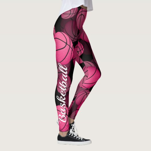 Uw aangepaste tekst op been girly roze basketbal leggings (Rechts)